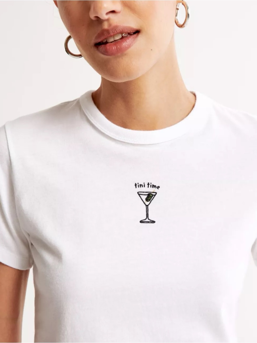 Abercrombie & Fitch White Crewneck Skimming Tee